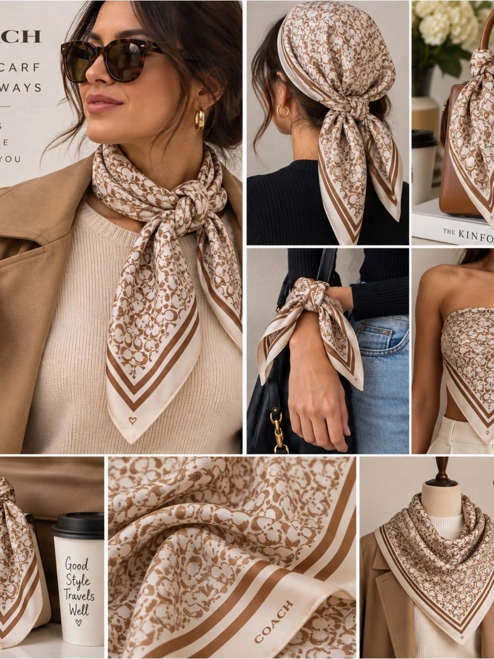 Coach Cream Coach Pattern Scarf